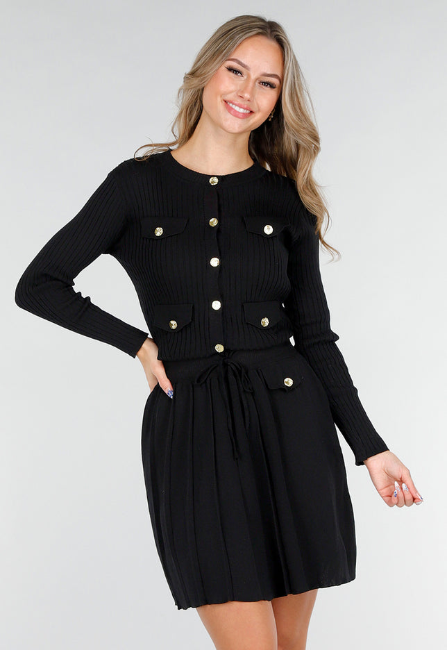 NEW151025 Zwarte Matchende Set met Stretch Rok