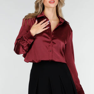 Bordeaux Satijnen Blouse