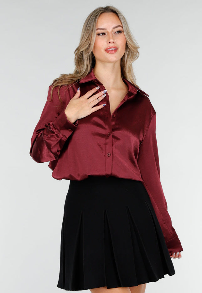 Bordeaux Satijnen Blouse