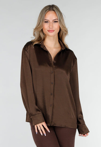 Bruine Satijnen Blouse