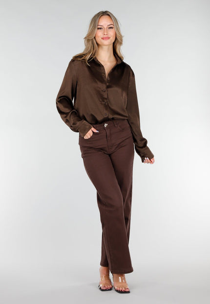 Bruine Satijnen Blouse