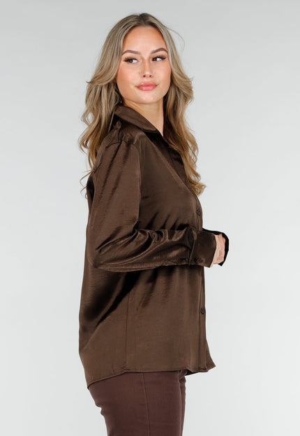 Bruine Satijnen Blouse