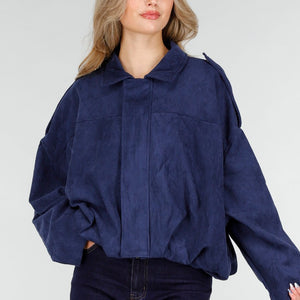 NEW151025 Donkerblauw Suèdelook Jasje