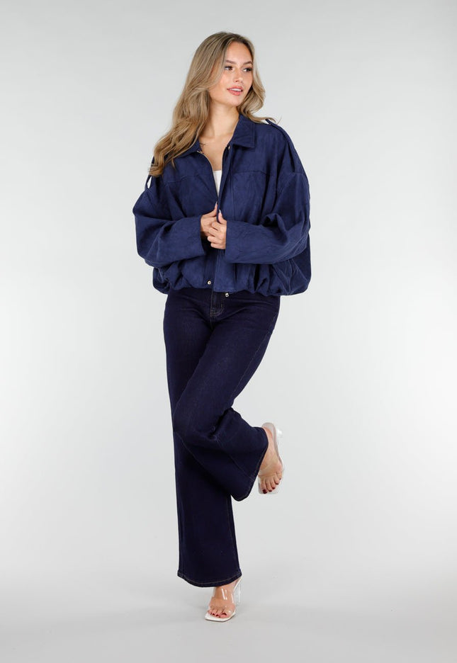 NEW151025 Donkerblauw Suèdelook Jasje