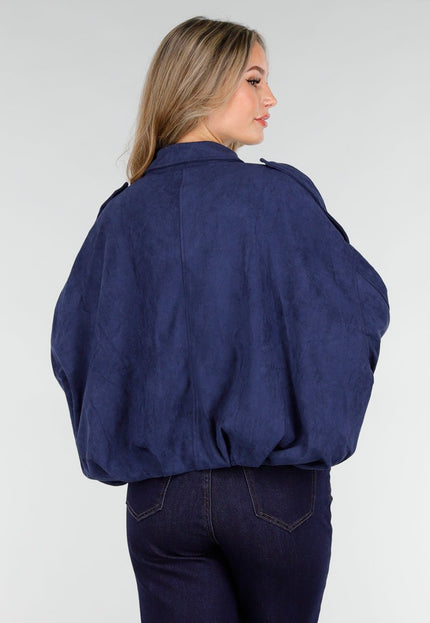 NEW151025 Donkerblauw Suèdelook Jasje