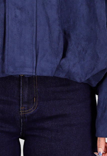 NEW151025 Donkerblauw Suèdelook Jasje