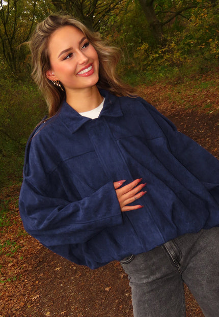 NEW151025 Donkerblauw Suèdelook Jasje