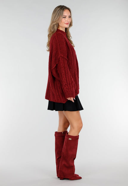 NEW151025 Gebreide Trui Bordeaux