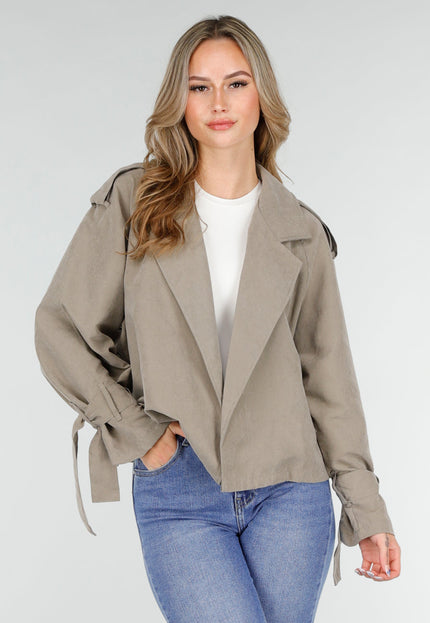 NEW151025 Korte Trenchcoat Taupe