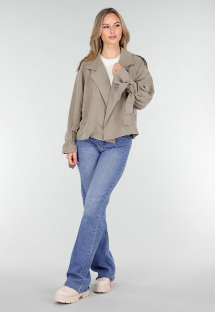 NEW151025 Korte Trenchcoat Taupe