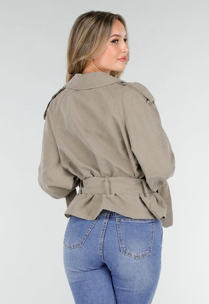 NEW151025 Korte Trenchcoat Taupe