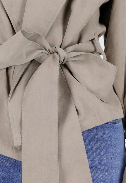 NEW151025 Korte Trenchcoat Taupe