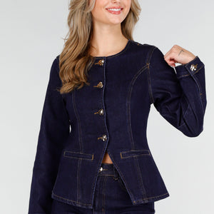 OP=OP.08.NL Donkerblauwe Denim Blazer