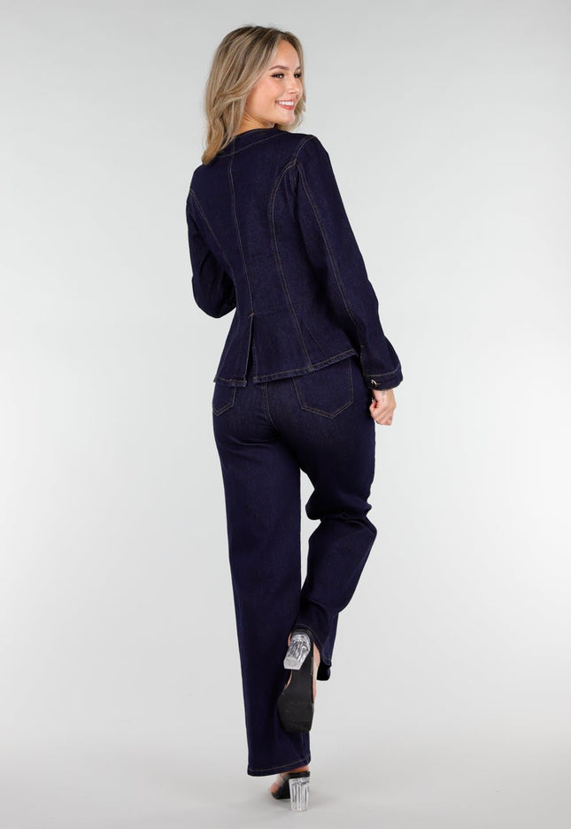 OP=OP.08.NL Donkerblauwe Denim Blazer