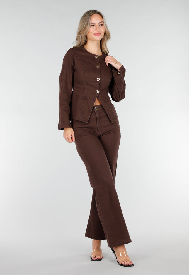 NEW151025 High Waist Jeans Bruin