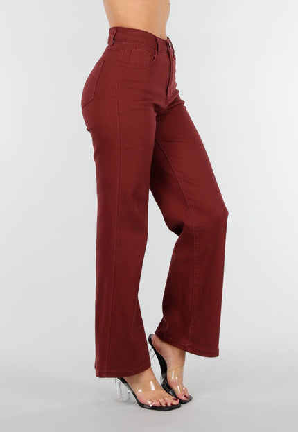 NEW151025 High Waist Jeans Bordeauxrood