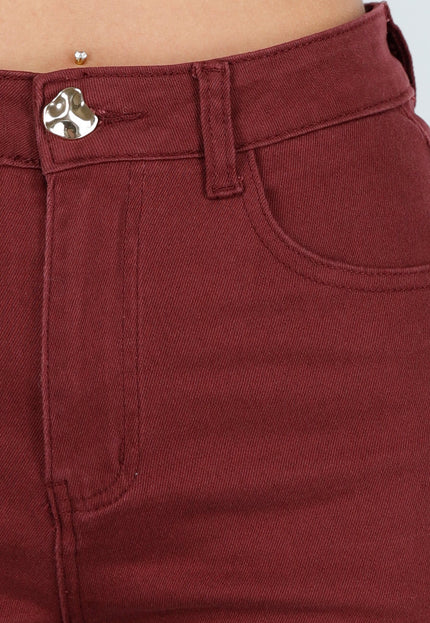 NEW151025 High Waist Jeans Bordeauxrood