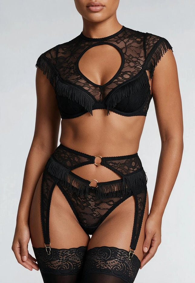 NEW151025 Kanten Lingerie Set met Franjes