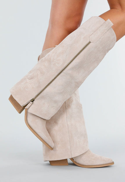 NEW151025 Beige Cowboylaarzen