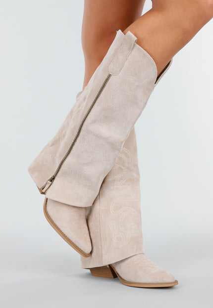 NEW151025 Beige Cowboylaarzen