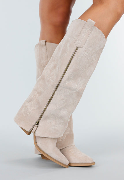 NEW151025 Beige Cowboylaarzen