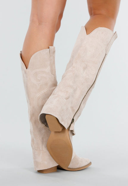 NEW151025 Beige Cowboylaarzen