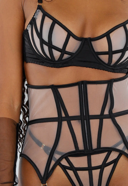 NEW151025 Lingerie Set met Mesh en Choker