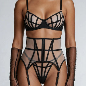 NEW151025 Lingerie Set met Mesh en Choker