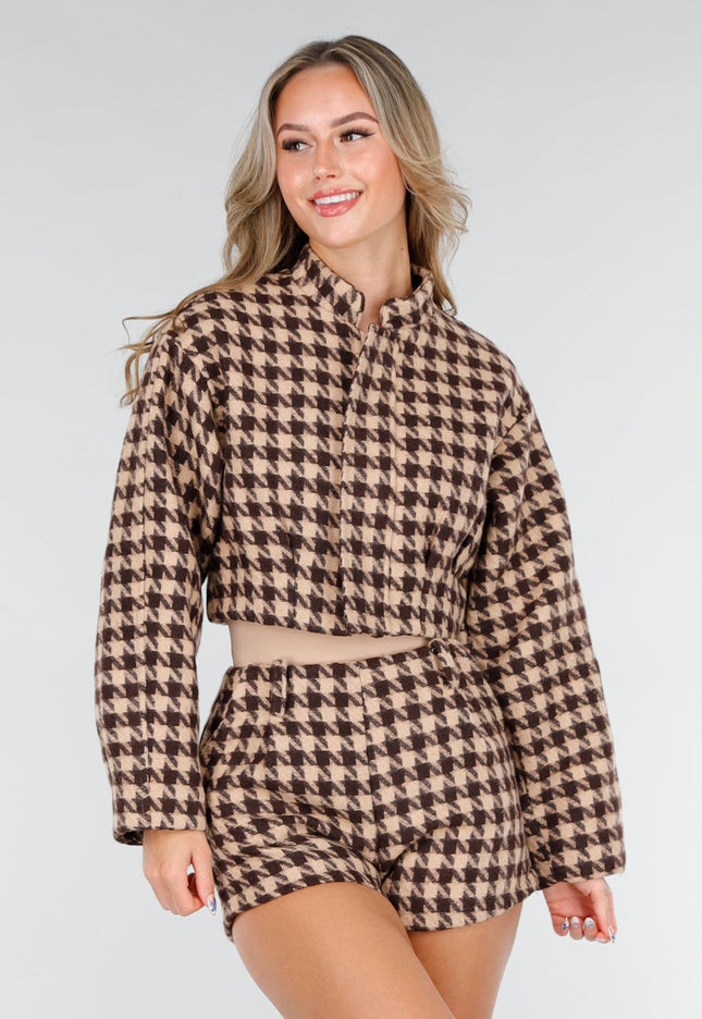 NEW151025 Pied-de-Poule Set met Kort Broekje