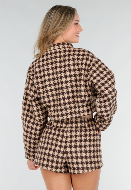 NEW151025 Pied-de-Poule Set met Kort Broekje