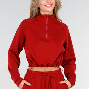 NEW151025 Rode Halve Zip Trui