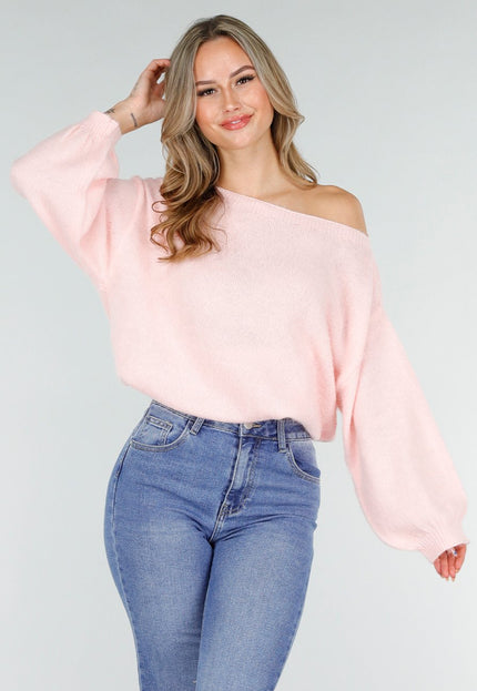 NEW151025 Roze Off Shoulder Trui