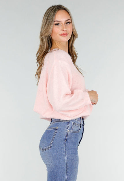 NEW151025 Roze Off Shoulder Trui