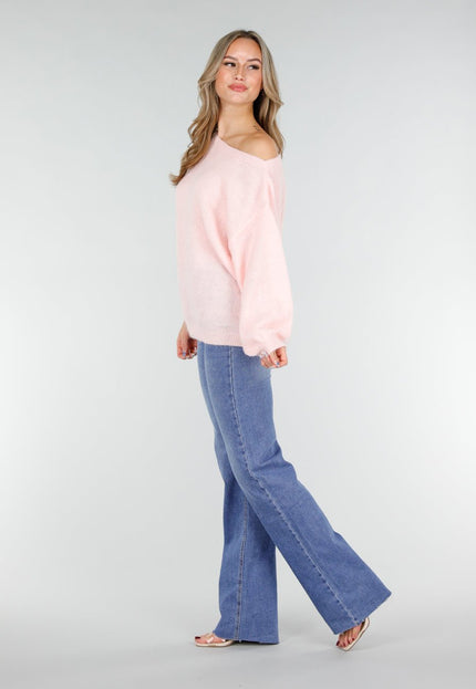 NEW151025 Roze Off Shoulder Trui