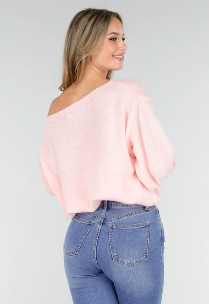 NEW151025 Roze Off Shoulder Trui