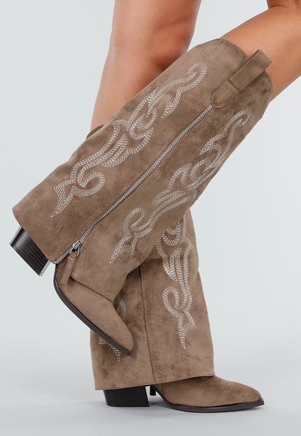 NEW151025 Taupe cowboylaarzen