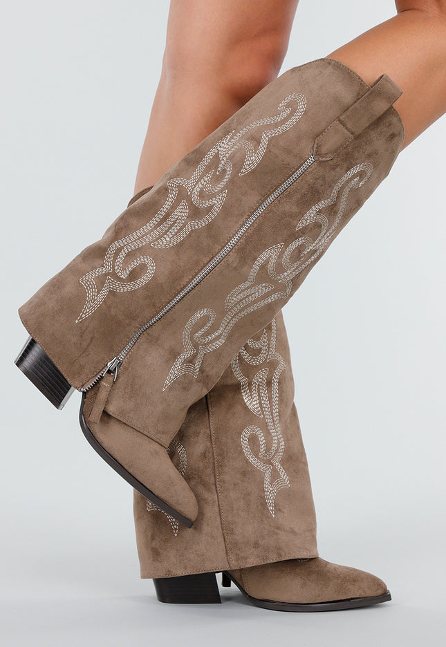 NEW151025 Taupe cowboylaarzen