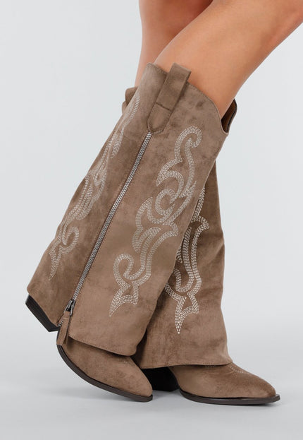 NEW151025 Taupe cowboylaarzen