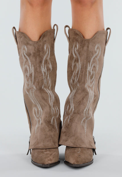 NEW151025 Taupe cowboylaarzen
