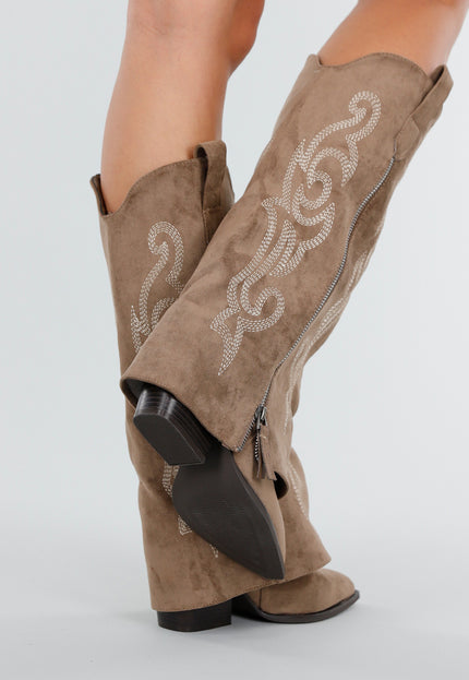 NEW151025 Taupe cowboylaarzen