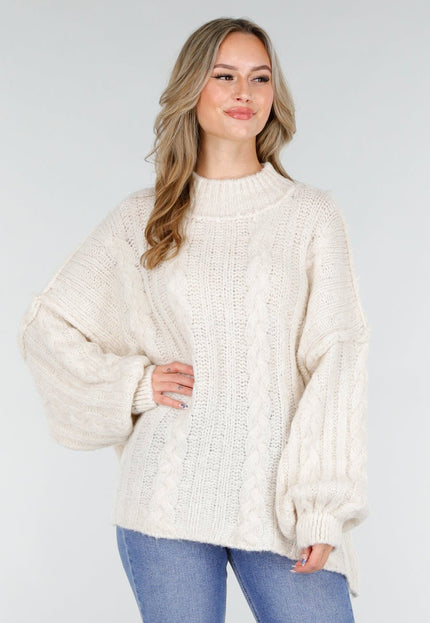 NEW151025 Gebreide Trui Crème