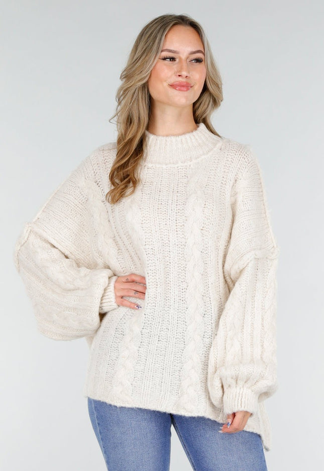 NEW151025 Gebreide Trui Crème