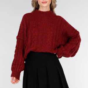 NEW151025 Gebreide Trui Bordeaux