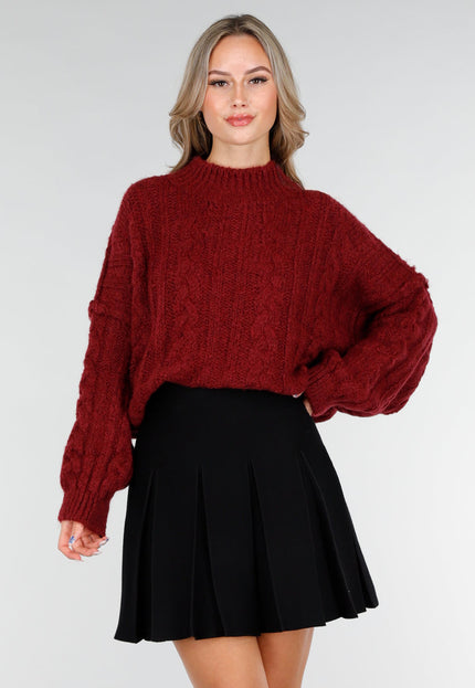 NEW151025 Gebreide Trui Bordeaux