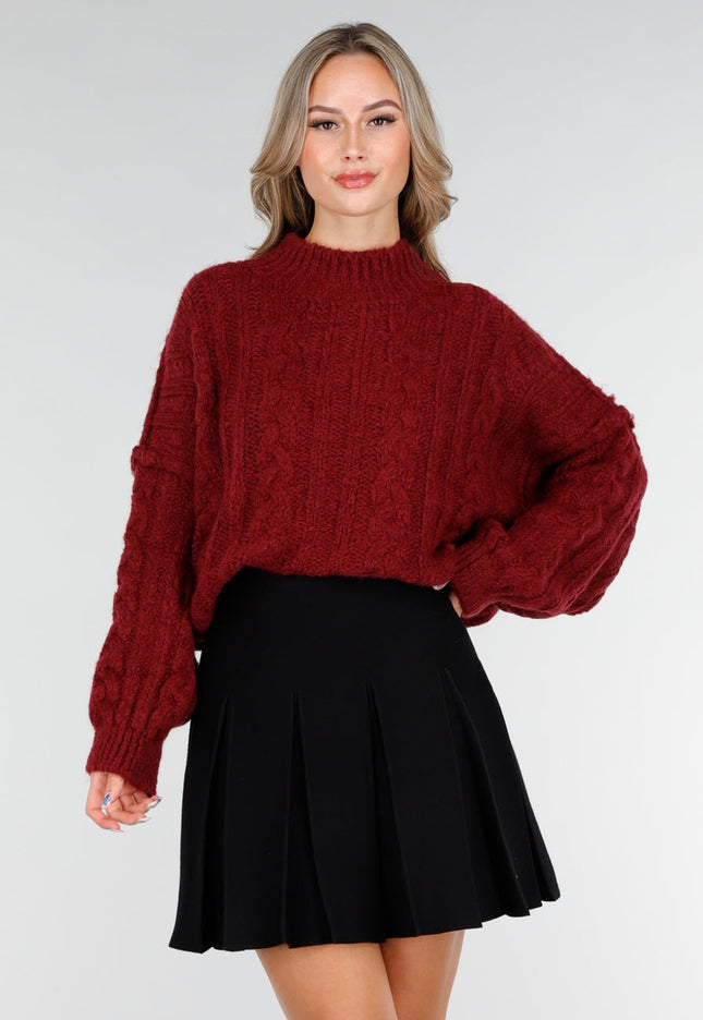 NEW151025 Gebreide Trui Bordeaux