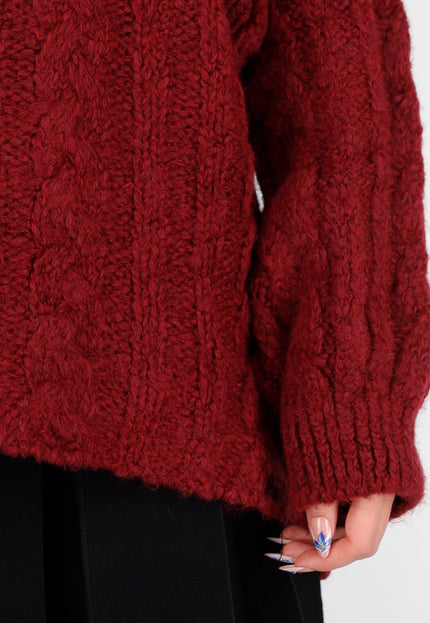 NEW151025 Gebreide Trui Bordeaux