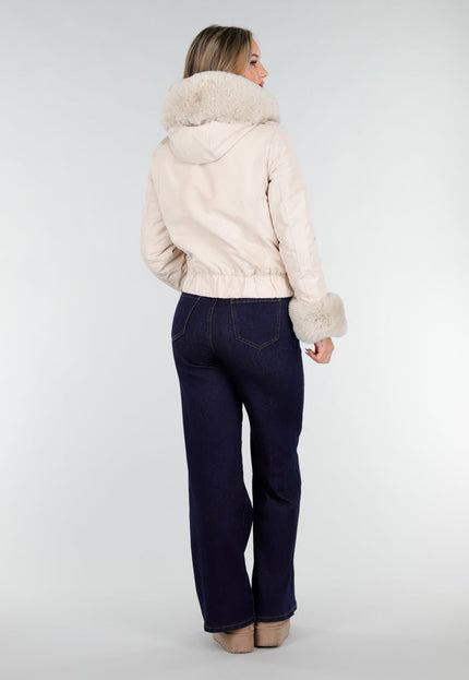 WINTER Beige Jas met Bontkraag