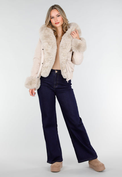 WINTER Beige Jas met Bontkraag
