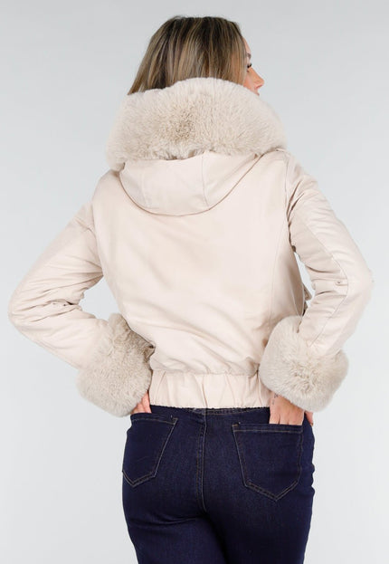 WINTER Beige Jas met Bontkraag