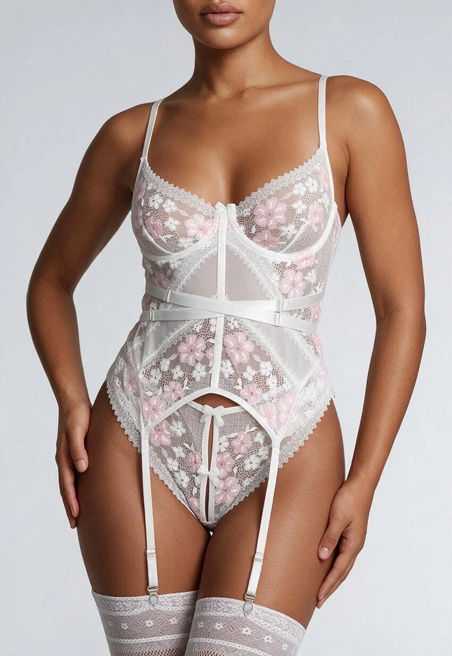 NEW151025 Witte Kanten Lingerie Set